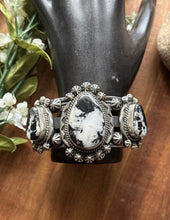 Load image into Gallery viewer, Navajo Sterling Silver White Buffalo Turquoise Cuff Bracelet J Nelson