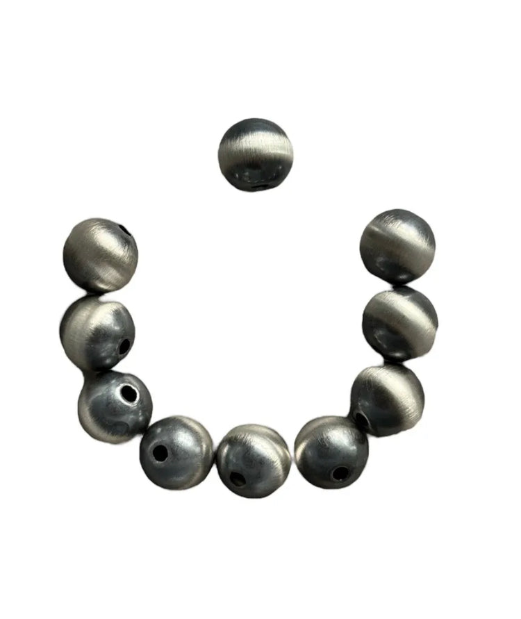 925 Sterling Silver “Navajo Style” 10mm Pearl Seamless Loose Beads Lot of 10