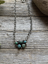 Load image into Gallery viewer, Navajo Sterling Silver Blue Turquoise Cluster Adjustable Chain Necklace K Yazzie