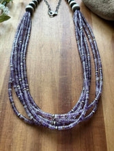Load image into Gallery viewer, Sterling Silver Purple Charoite W Pearls Multi Strand Bead Necklace 28 Inch Gift