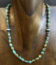 Load image into Gallery viewer, Sterling Silver Blue Green Turquoise Nuggets Pearls Bead Necklace. 18 inch Gift