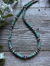 Load image into Gallery viewer, Southwestern Sterling Silver Blue Turquoise W Pearls Bead Necklace 18 inch Gift