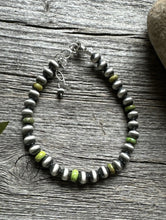Load image into Gallery viewer, Genuine Green Turquoise 6mm 7 Inch 925 Sterling Silver Pearls Bead Bracelet