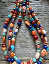 Load image into Gallery viewer, Sterling Silver Multi Strand Multi Stone Bead Necklace. 16 inch