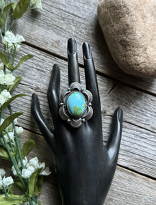 Native American 925 Sterling Silver Turquoise Ring. Size 7.5 GP Gift