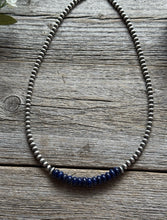 Load image into Gallery viewer, Lapis 4mm Sterling Silver Pearls Choker Bead Necklace. 16 Inch. Gift