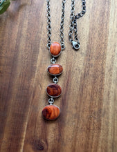 Load image into Gallery viewer, Navajo Sterling Silver Orange Spiny Oyster Lariat Chain Necklace C Shorty