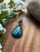 Load image into Gallery viewer, Navajo Sterling Silver Kingman Spiderweb Turquoise Pendant H Piasso