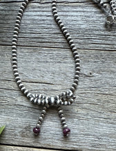 Load image into Gallery viewer, Bow Purple Spiny Sterling Silver 4mm Pearls Bead Necklace. 16 Inch. Gift