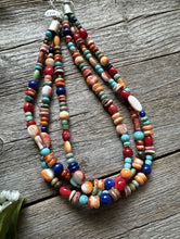 Load image into Gallery viewer, Sterling Silver Multi Strand Multi Stone Bead Necklace. 16 inch