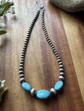 Load image into Gallery viewer, Southwestern Sterling Silver Blue Turquoise W Pearls Bead Necklace 18 inch Gift