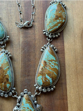 Load image into Gallery viewer, Navajo Sterling Silver Number 8 Turquoise Lariat Pearls Bead Chain Necklace KY