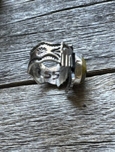 Load image into Gallery viewer, Sunshine Reeves Sterling Silver Bumblebee Jasper Thunderbird Stamped Ring Size 9