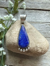 Load image into Gallery viewer, Native American Navajo Sterling Silver Lapis Pendant R Yazzie Gift