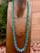 Load image into Gallery viewer, Long Sterling Silver Graduated Blue Turquoise Bead Necklace. 30 inch