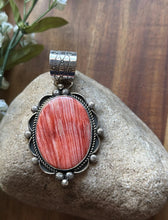 Load image into Gallery viewer, Native American Navajo Sterling Silver Orange Red Spiny Oyster Pendant Etta