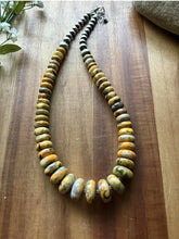 Load image into Gallery viewer, Sterling Silver Graduated Bumblebee Jasper Pearls Bead Necklace 18 inch