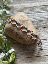 Load image into Gallery viewer, Floral Sterling Silver Pink Conch Pearls Bead Bracelet. 6.5 Inch