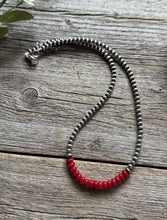 Load image into Gallery viewer, Red Coral 4mm Sterling Silver Pearls Choker Bead Necklace. 16 Inch. Gift