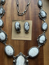 Load image into Gallery viewer, Navajo Sterling Silver White Buffalo Turquoise Lariat Necklace Set Mary Ellen