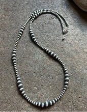 Load image into Gallery viewer, 4mm - 8mm Multi Graduated Sterling Silver Oxidized Pearls Bead Necklace 14 Inch