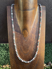 Load image into Gallery viewer, Southwestern Sterling Silver Pink Conch 6mm Pearls Bead Necklace 22 Inch