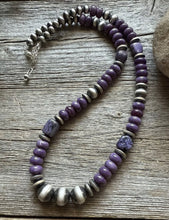 Load image into Gallery viewer, Southwestern Sterling Silver Purple Pearls Bead Necklace 18 Inch