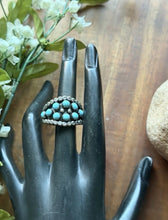 Load image into Gallery viewer, Navajo Native American Sterling Silver Blue Turquoise Cluster Ring Size 9.5 Z