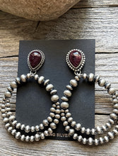 Load image into Gallery viewer, Navajo Sterling Silver Purple Spiny Oyster Pearl Double Loop Earrings Etta E