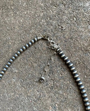 Load image into Gallery viewer, 4mm - 8mm Single Graduated Sterling Silver Oxidized Pearls Bead Necklace 14 Inch