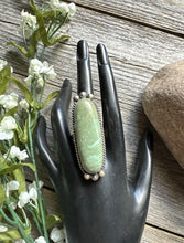 Load image into Gallery viewer, Native American Sterling Silver Green Turquoise Ring. Size 8. AL