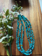 Load image into Gallery viewer, Sterling silver blue turquoise bead necklace 24 inch
