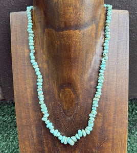 Sterling Silver Number 8 Turquoise Nuggets Bead Necklace Strand. 18 inch
