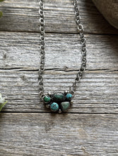 Load image into Gallery viewer, Navajo Sterling Silver Blue Turquoise Cluster Adjustable Chain Necklace K Yazzie