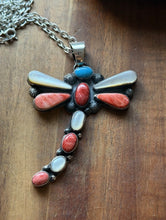 Load image into Gallery viewer, Navajo Sterling Silver Multi Stone Turquoise Spiny Oyster Dragonfly Pendant T