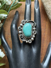 Load image into Gallery viewer, Native American Sterling Silver Turquoise Ring. Size 11.5 LN