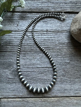 Load image into Gallery viewer, Graduated 925 Sterling Silver Pearls 4mm-8mm Bead Necklace 22 Inch
