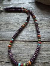 Load image into Gallery viewer, Sterling Silver Purple Spiny Oyster Multi Stone Bead Necklace. 18 inch. Gift