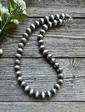 Load image into Gallery viewer, 12mm 18 Inch 925 Sterling Silver Oxidized Pearls Bead Necklace Southwestern