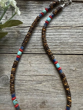 Load image into Gallery viewer, Southwestern Multi Stone Sterling Silver Tigers Eye Bead Necklace 18 inch