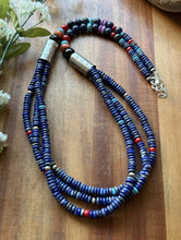 Load image into Gallery viewer, Sterling Silver Multi Strand Stone Lapis Pearls Bead Necklace 26 Inch Navajo RD