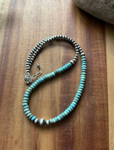 Load image into Gallery viewer, Sterling Silver Blue Turquoise W Multi Bead Pearls Necklace. 18 Inch. Gift