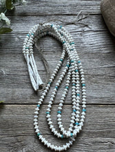 Load image into Gallery viewer, Vintage Native American Sterling Silver White Howlite Turquoise Bead Necklace 37
