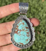 Load image into Gallery viewer, Navajo Sterling Silver Number 8 Turquoise Handmade Pendant Etta Enditto Gift