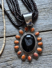 Load image into Gallery viewer, Vintage Pawn Native Sterling Silver Orange Spiny Oyster Pendant Necklace Set B