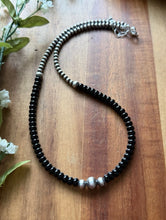 Load image into Gallery viewer, Sterling Silver Black Onyx W Multi Bead Pearls Necklace. 18 Inch. Gift