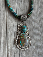 Load image into Gallery viewer, Handmade Navajo Turquoise &amp; Sterling Silver Pendent.
With Turquoise Necklace