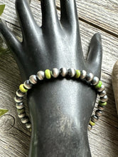 Load image into Gallery viewer, Genuine Green Turquoise 6mm 7 Inch 925 Sterling Silver Pearls Bead Bracelet