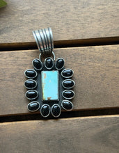 Load image into Gallery viewer, Navajo Sterling Silver Black Onyx Turquoise Cluster Pendant  La Rose