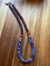 Load image into Gallery viewer, Sterling silver lapis coral bead necklace 18 inch